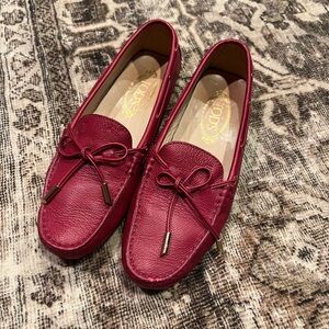 Tod's Burgundy Leather Moccasins